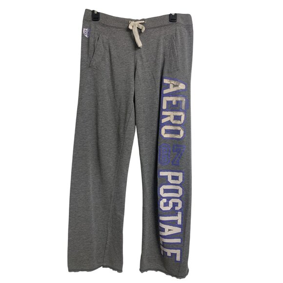 Aeropostal Gray Cotton Athleisure Wide Leg Sweatpants Size S/P - Picture 1 of 6